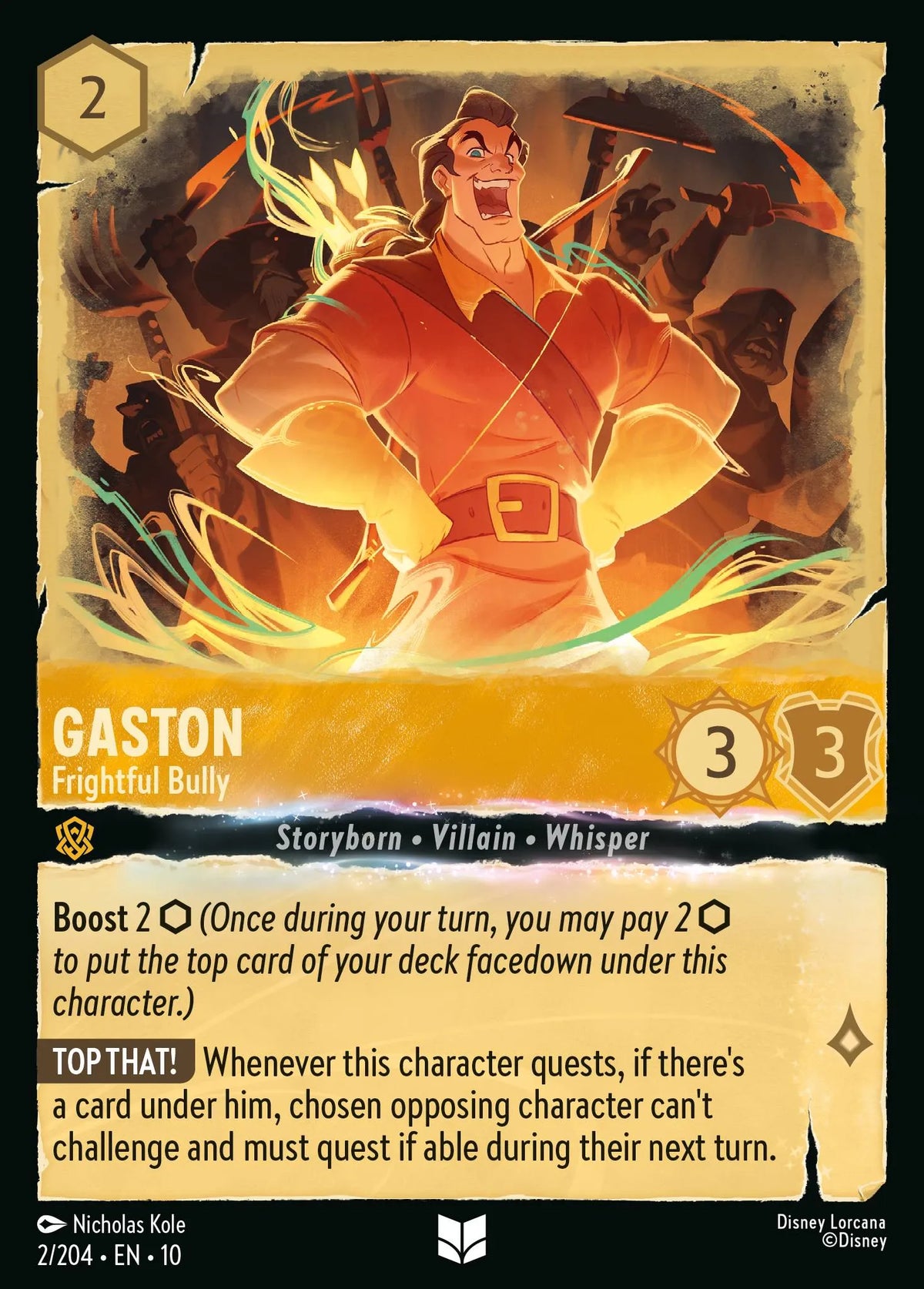 002/204 Gaston - Frightful Bully | Disney Lorcana Whispers in the Well
