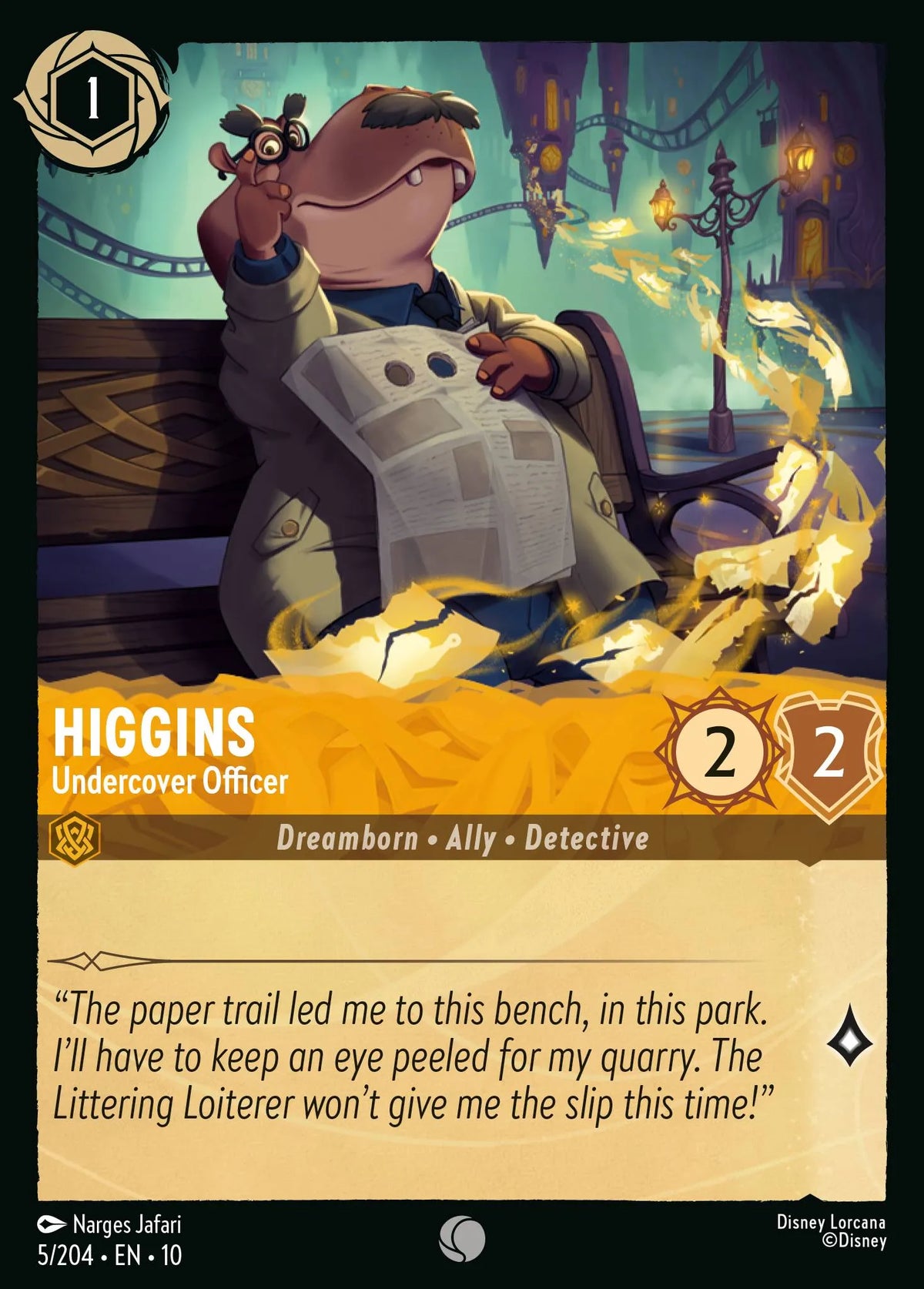 005/204 Higgins - Undercover Officer | Disney Lorcana Whispers in the Well