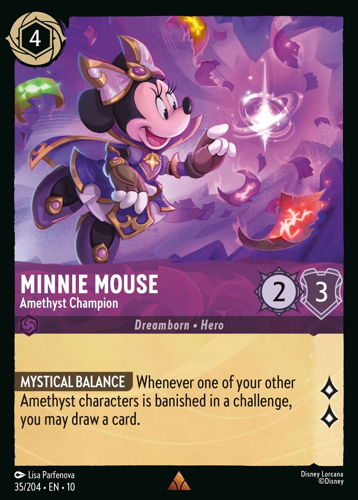 035/204 Minnie Mouse - Amethyst Champion | Disney Lorcana Whispers in the Well