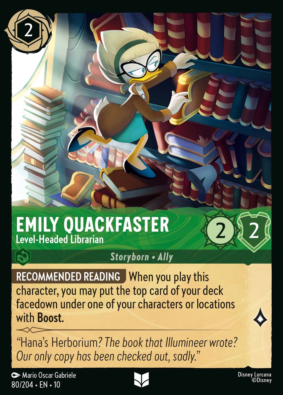 080/204 Emily Quackfaster - Level-Headed Librarian | Disney Lorcana Whispers in the Well