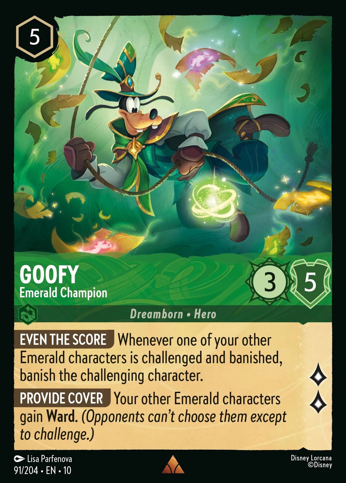 091/204 Goofy - Emerald Champion | Disney Lorcana Whispers in the Well