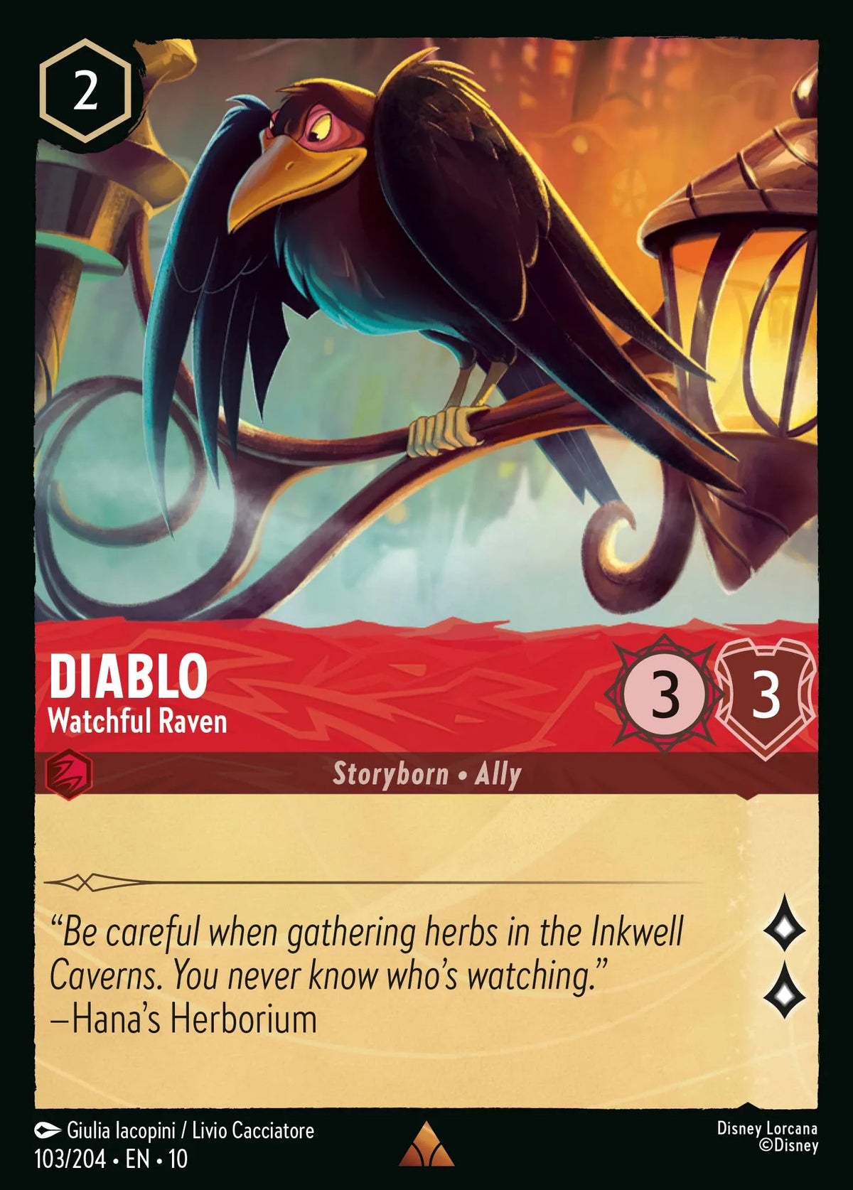 103/204 Diablo - Watchful Raven | Disney Lorcana Whispers in the Well