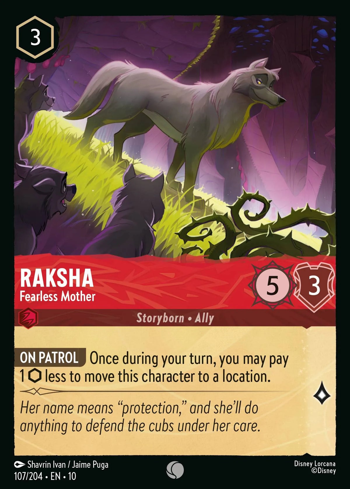 107/204 Raksha - Fearless Mother | Disney Lorcana Whispers in the Well