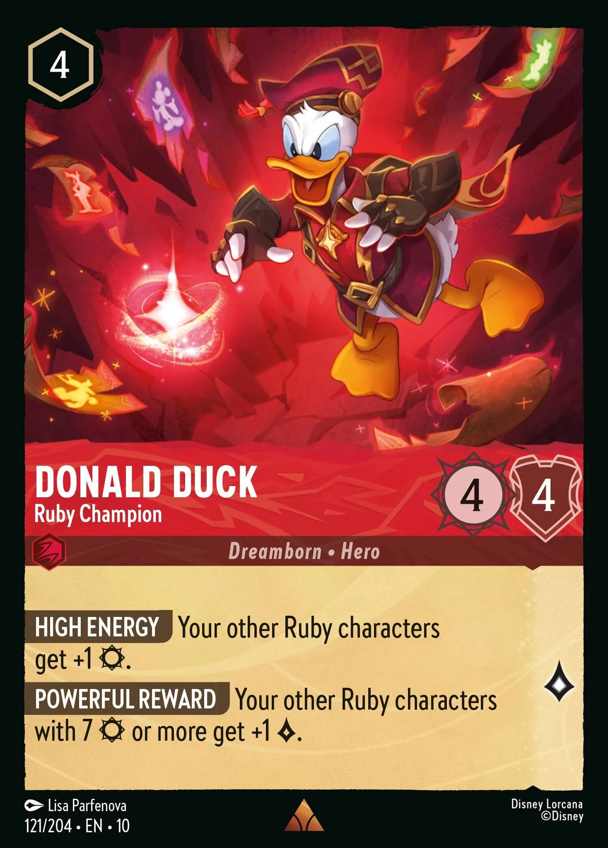 121/204 Donald Duck - Ruby Champion | Disney Lorcana Whispers in the Well