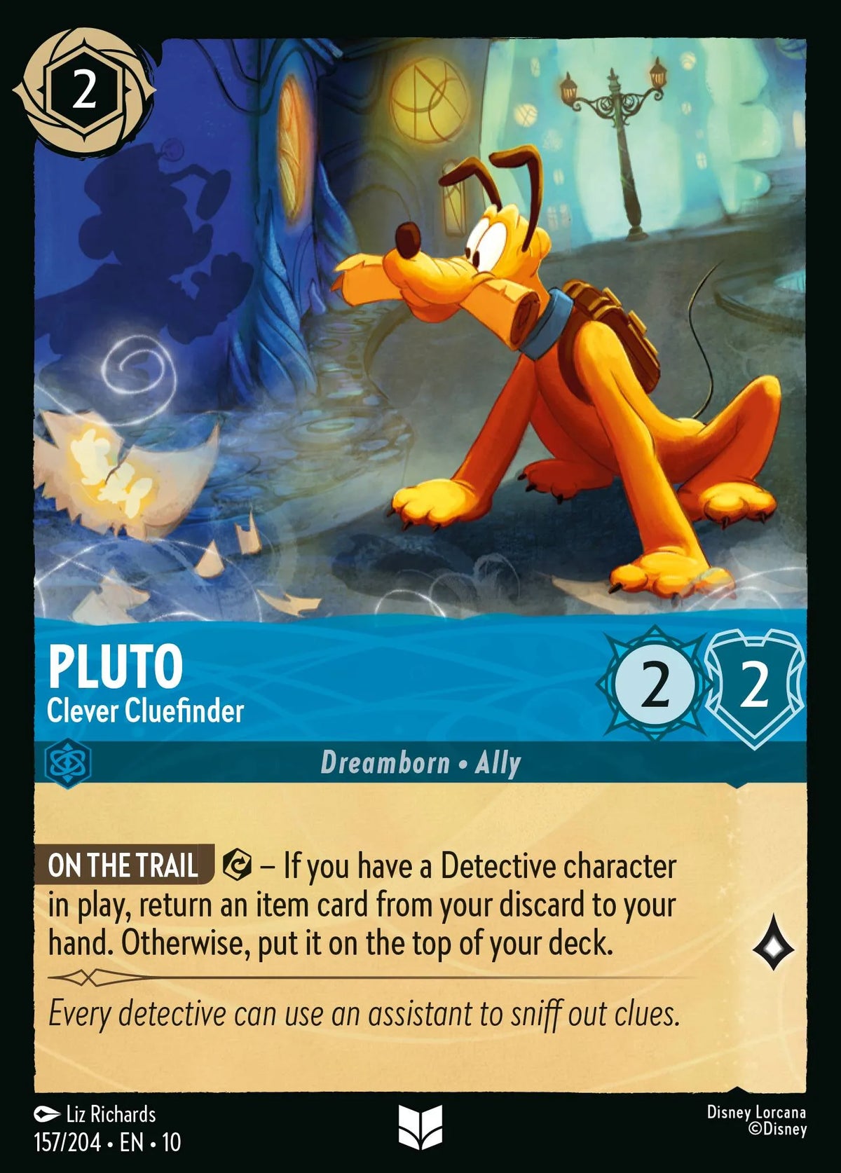 157/204 Pluto - Clever Cluefinder | Disney Lorcana Whispers in the Well