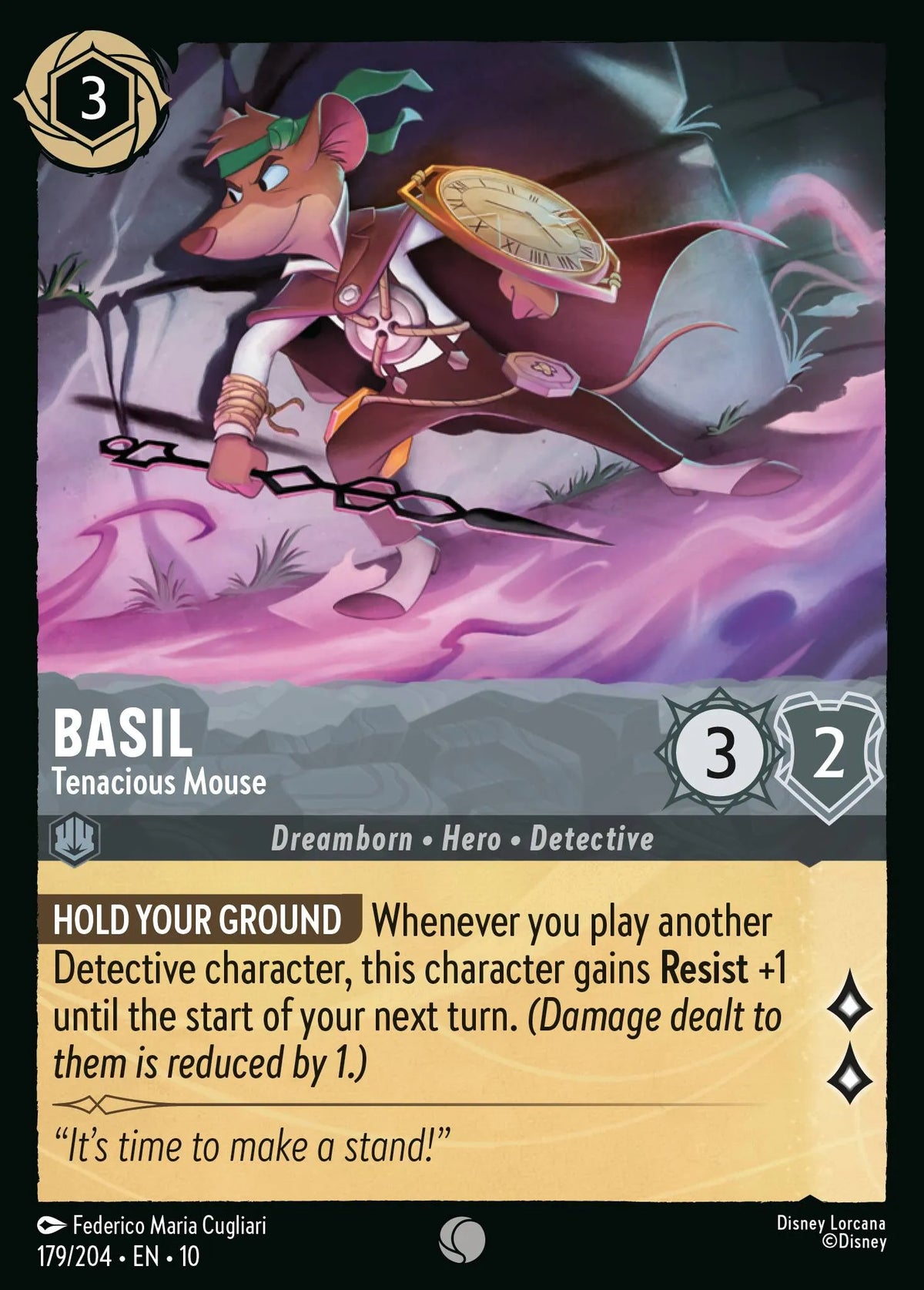 179/204 Basil - Tenacious Mouse | Disney Lorcana Whispers in the Well