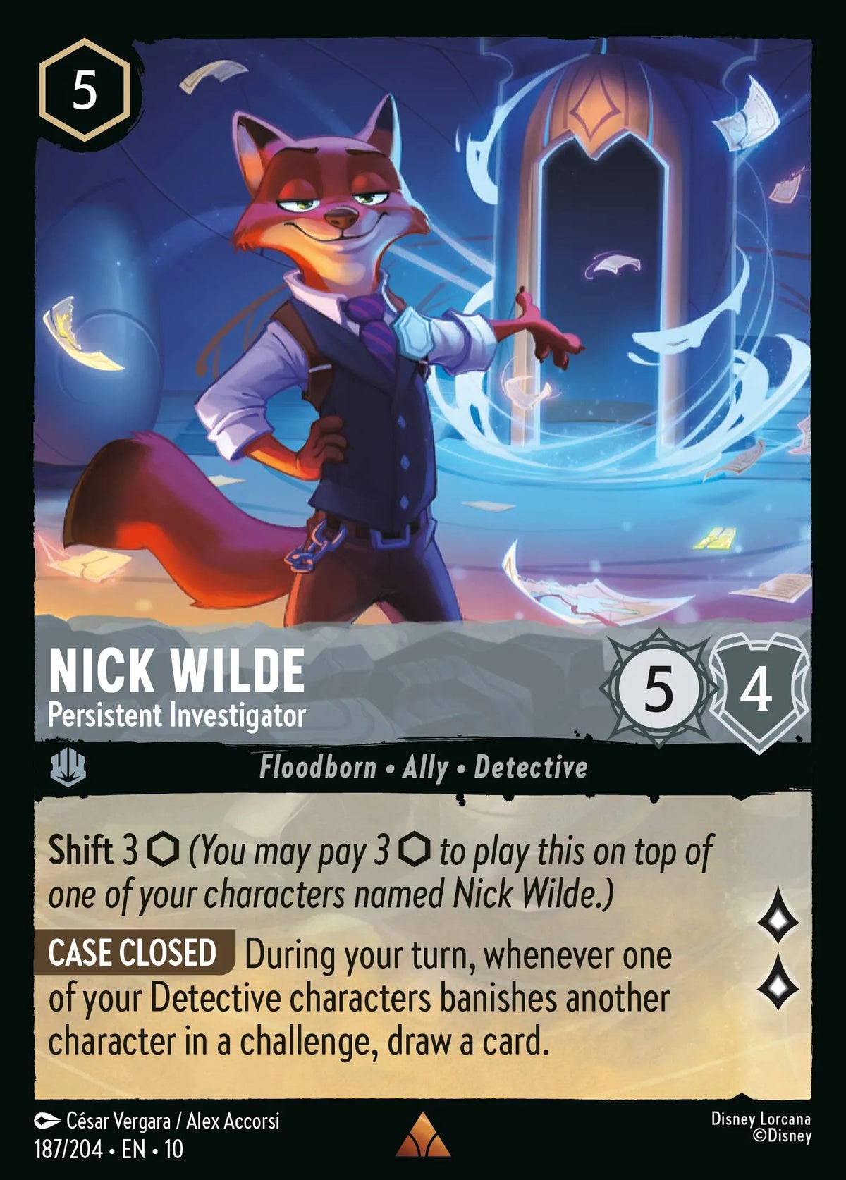 187/204 Nick Wilde - Persistent Investigator | Disney Lorcana Whispers in the Well