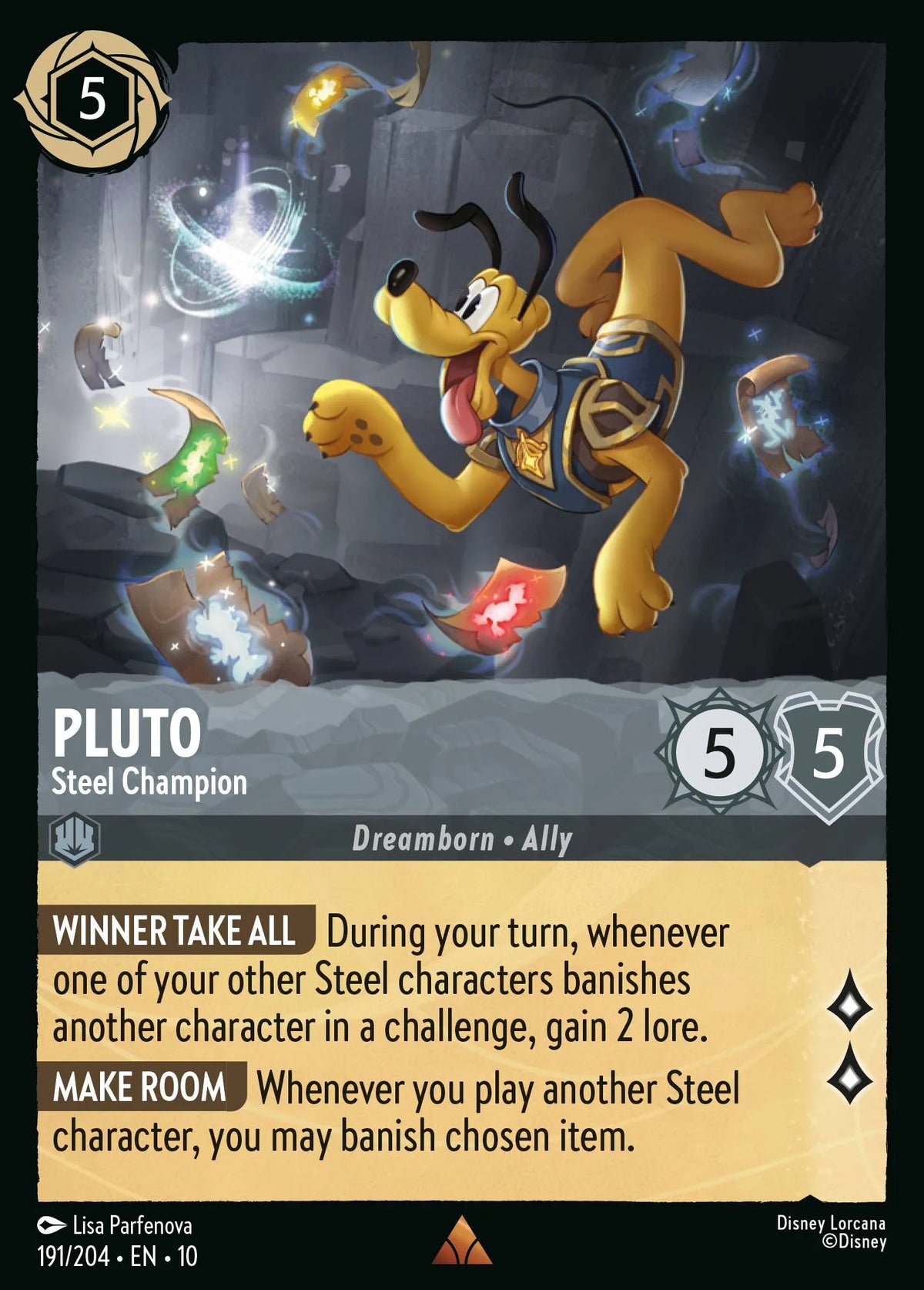 191/204 Pluto - Steel Champion | Disney Lorcana Whispers in the Well