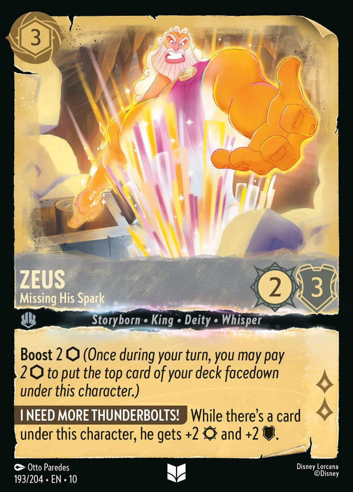 193/204 Zeus - Missing His Spark | Disney Lorcana Whispers in the Well