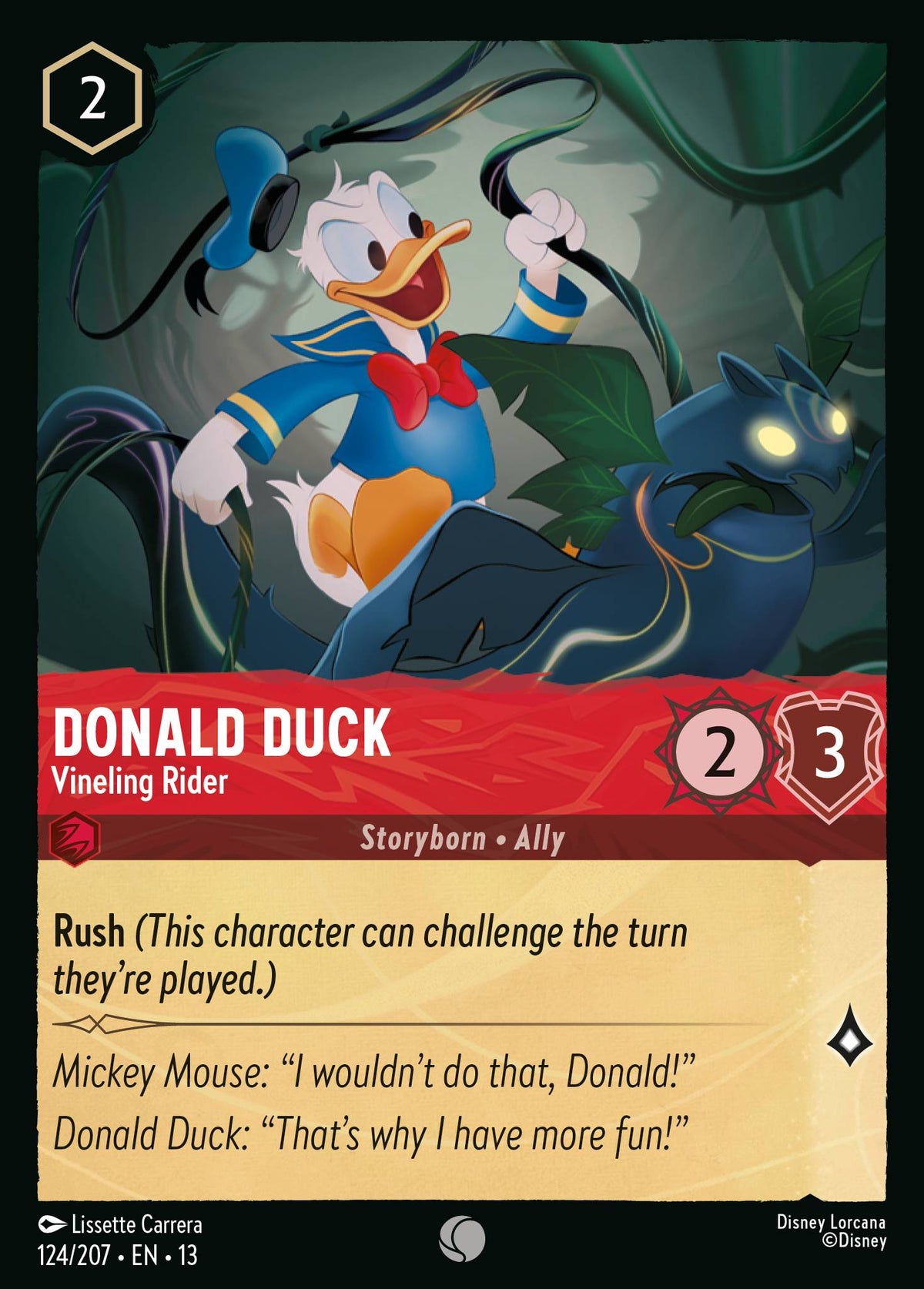124/207 Donald Duck - Vineling Rider | Disney Lorcana Attack of the Vine!