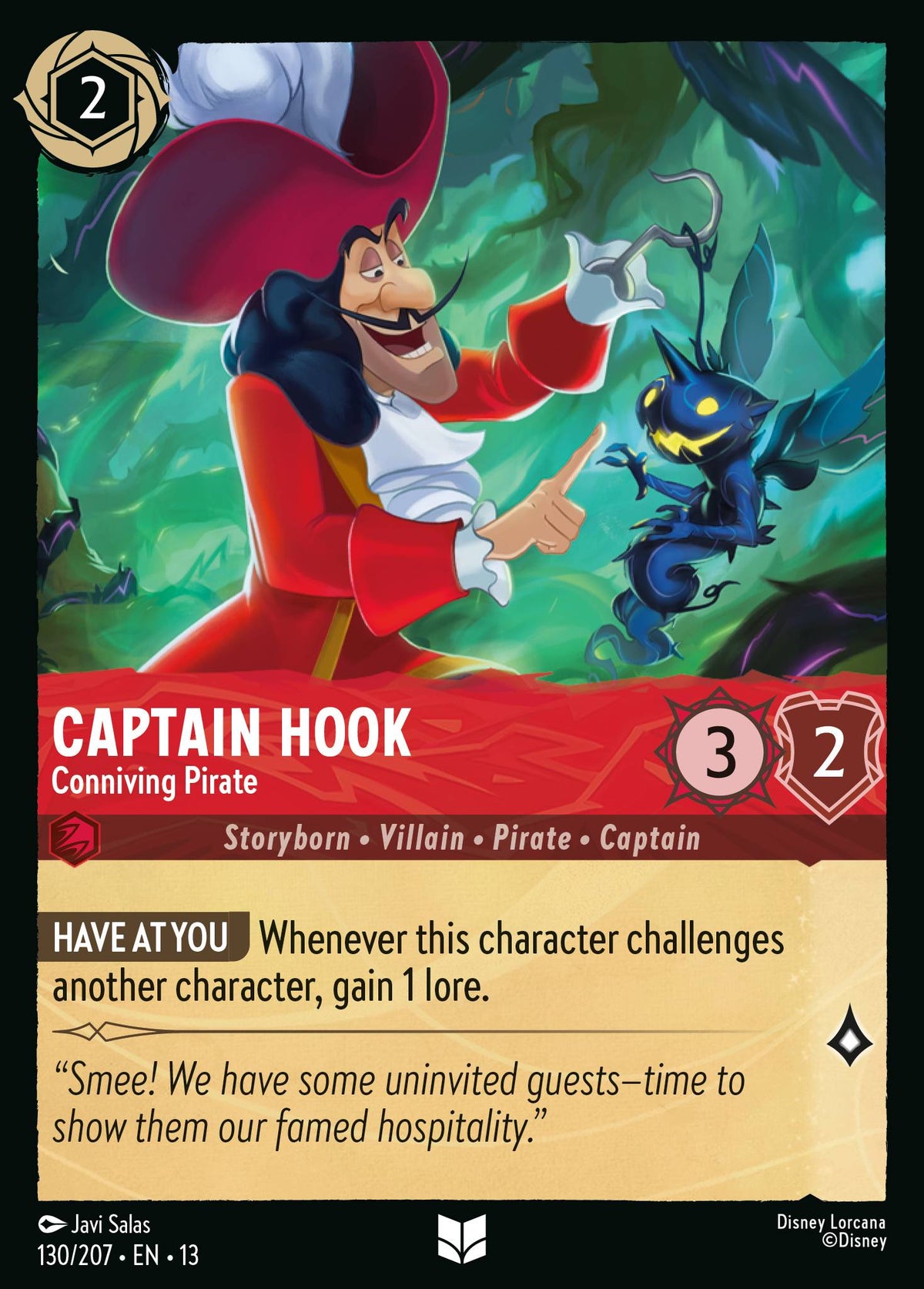 130/207 Captain Hook - Conniving Pirate | Disney Lorcana Attack of the Vine!