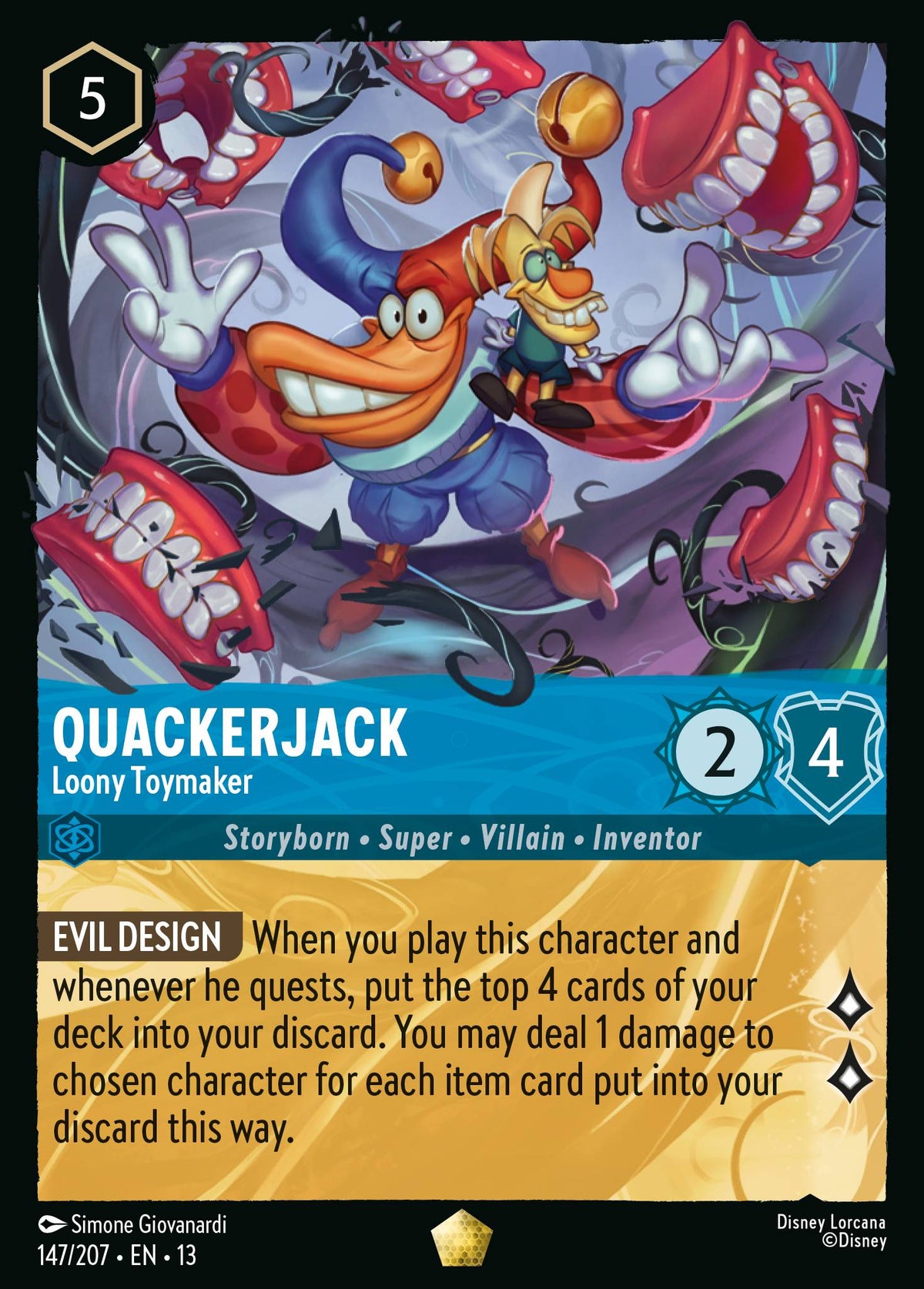 147/207 Quackerjack - Loony Toymaker | Disney Lorcana Attack of the Vine!