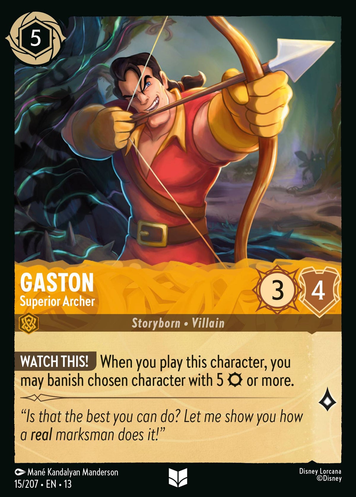 015/207 Gaston - Superior Archer | Disney Lorcana Attack of the Vine!