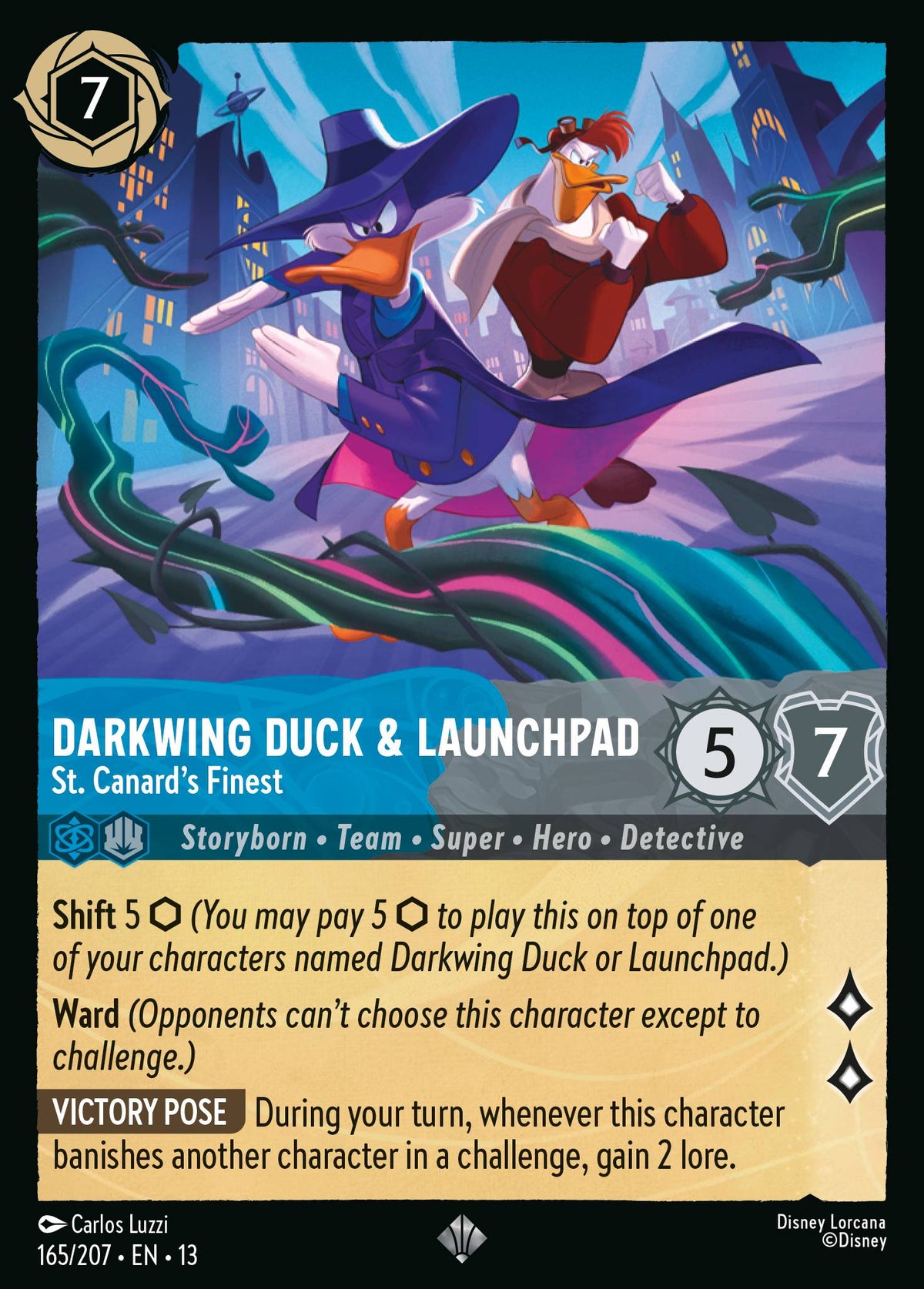 165/207 Darkwing Duck & Launchpad - St. Canard's Finest | Disney Lorcana Attack of the Vine!