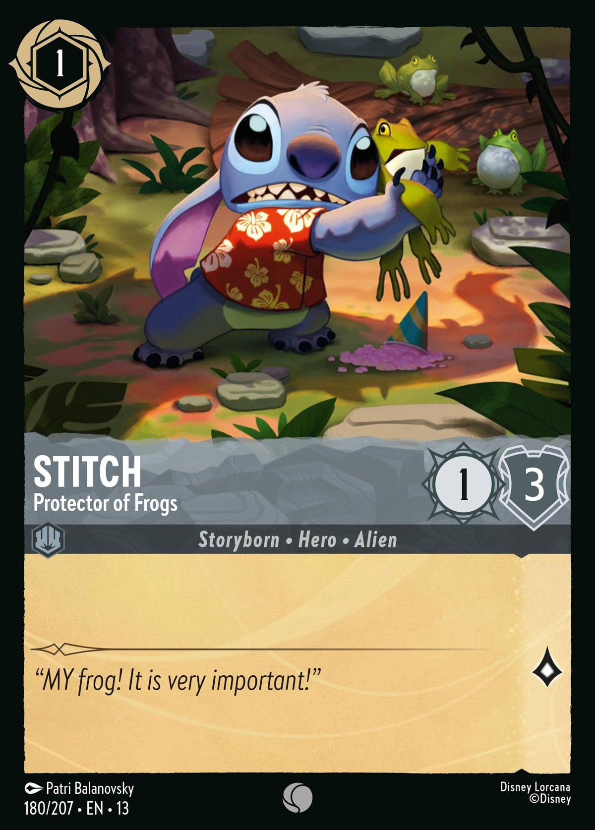 180/207 Stitch - Protector of Frogs | Disney Lorcana Attack of the Vine!