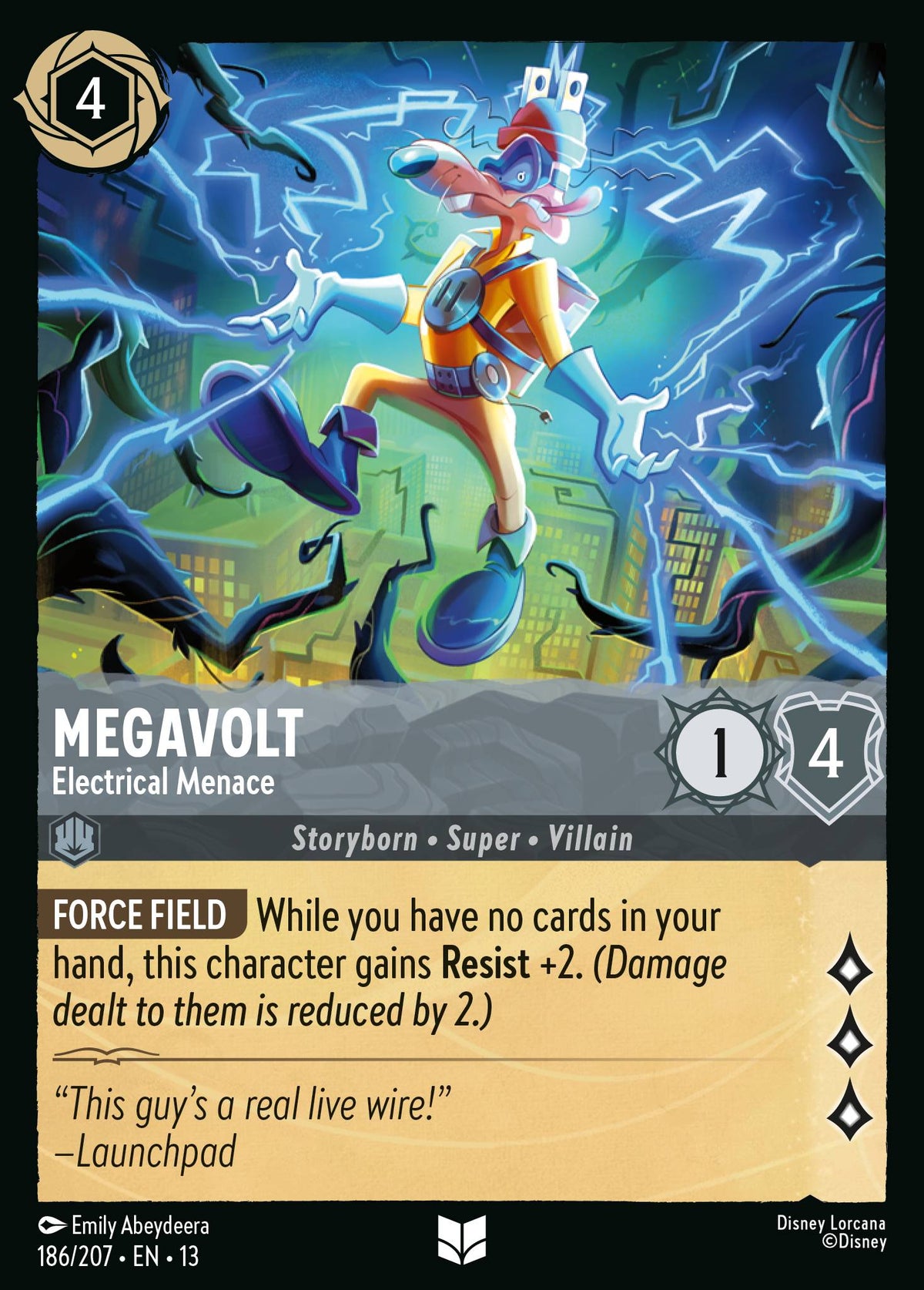 186/207 Megavolt - Electrical Menace | Disney Lorcana Attack of the Vine!