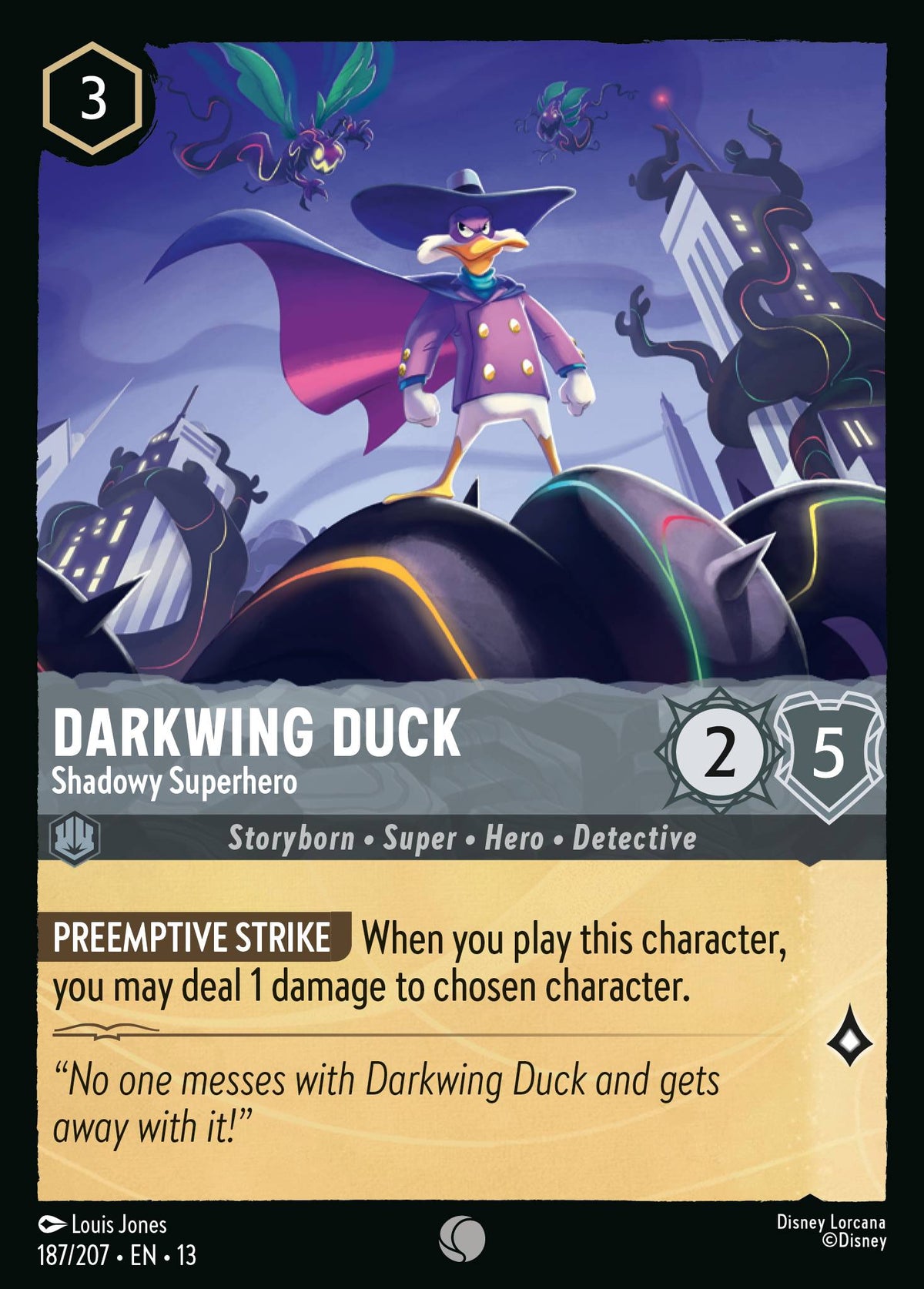 187/207 Darkwing Duck - Shadowy Superhero | Disney Lorcana Attack of the Vine!