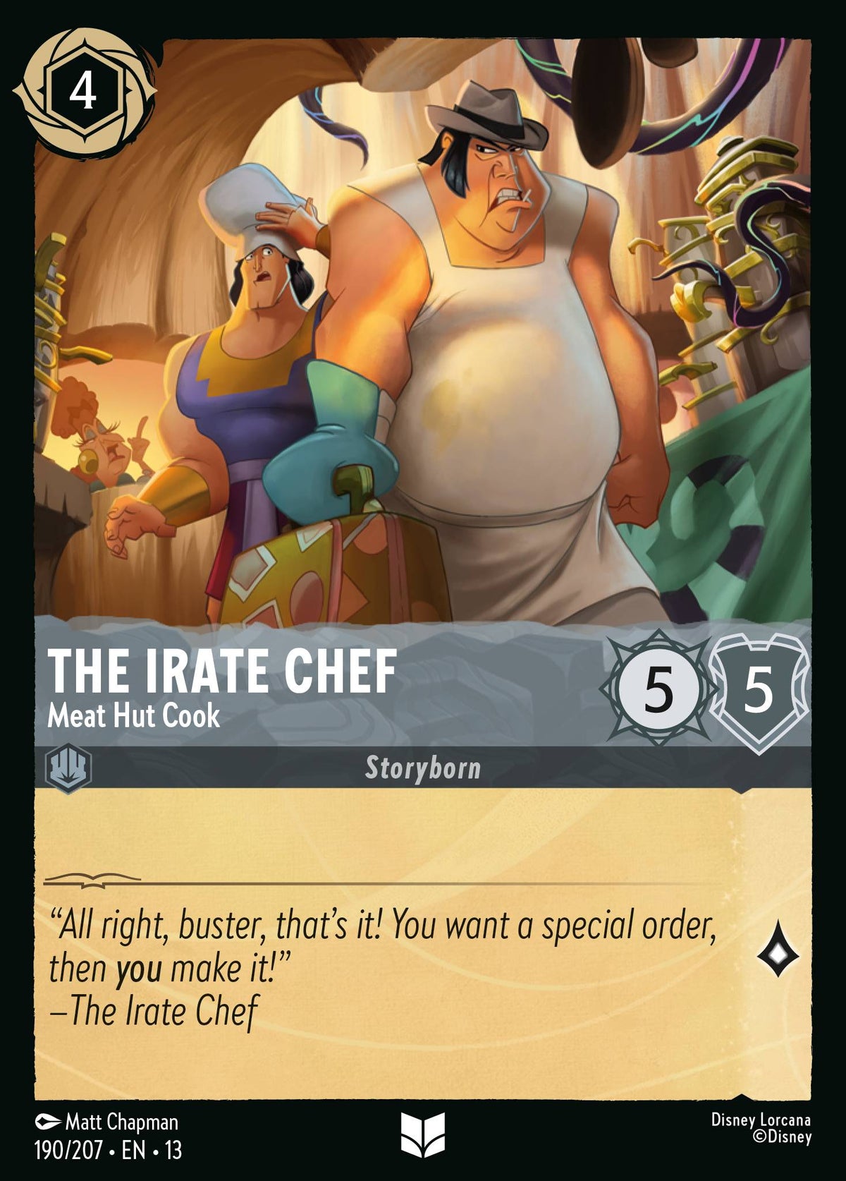 190/207 The Irate Chef - Meat Hut Cook | Disney Lorcana Attack of the Vine!