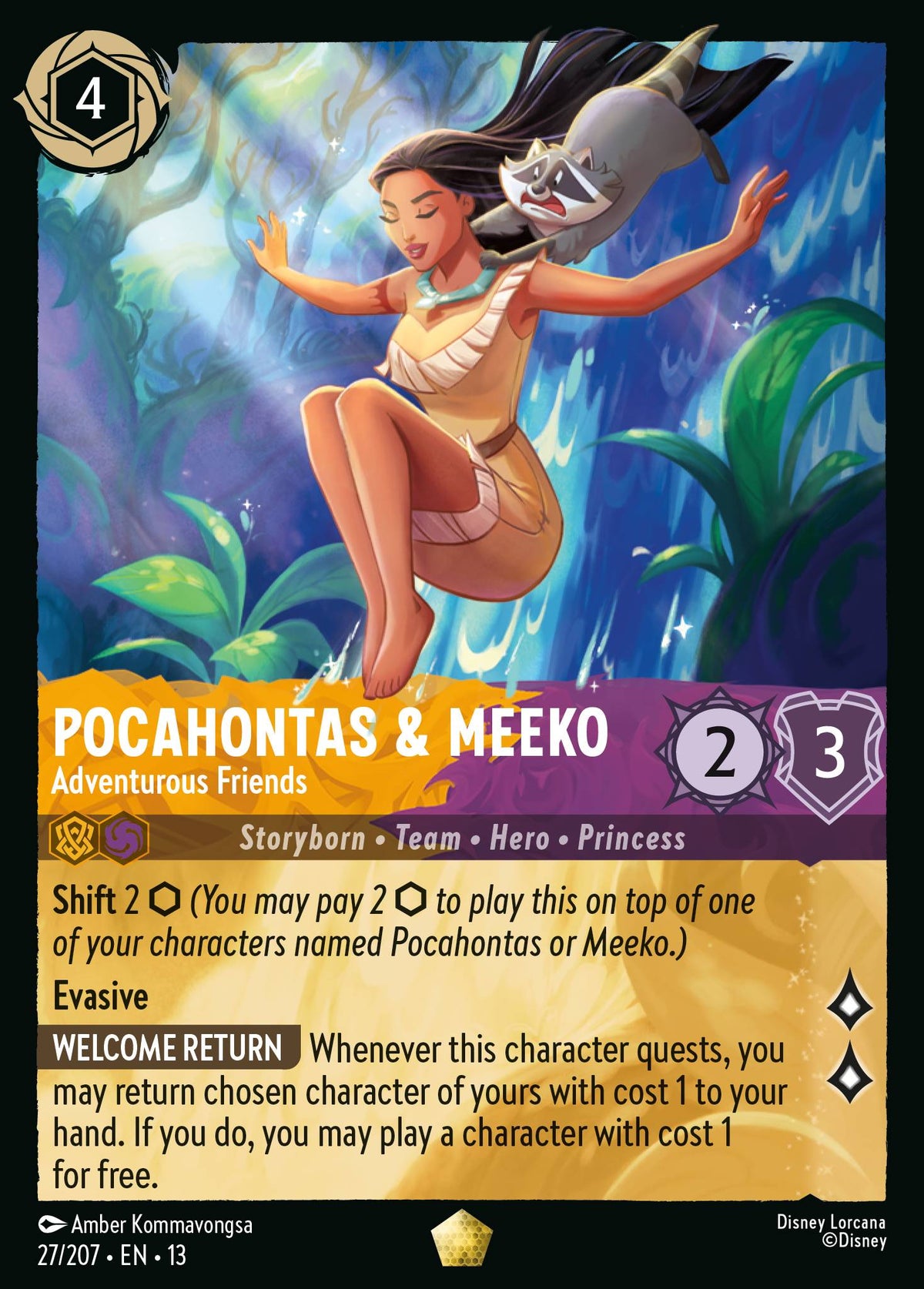 027/207 Pocahontas & Meeko - Adventurous Friends | Disney Lorcana Attack of the Vine!