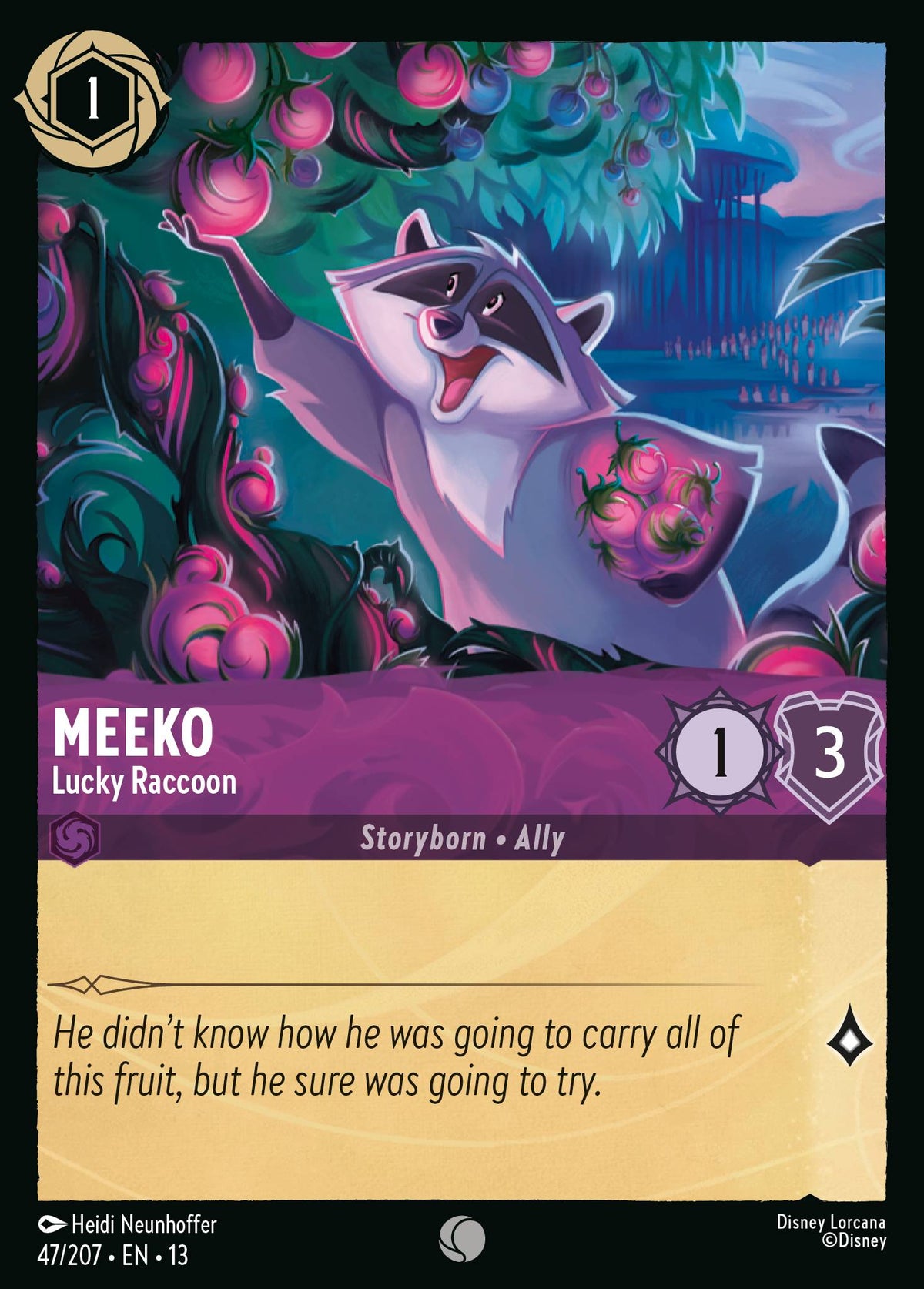047/207 Meeko - Lucky Raccoon | Disney Lorcana Attack of the Vine!