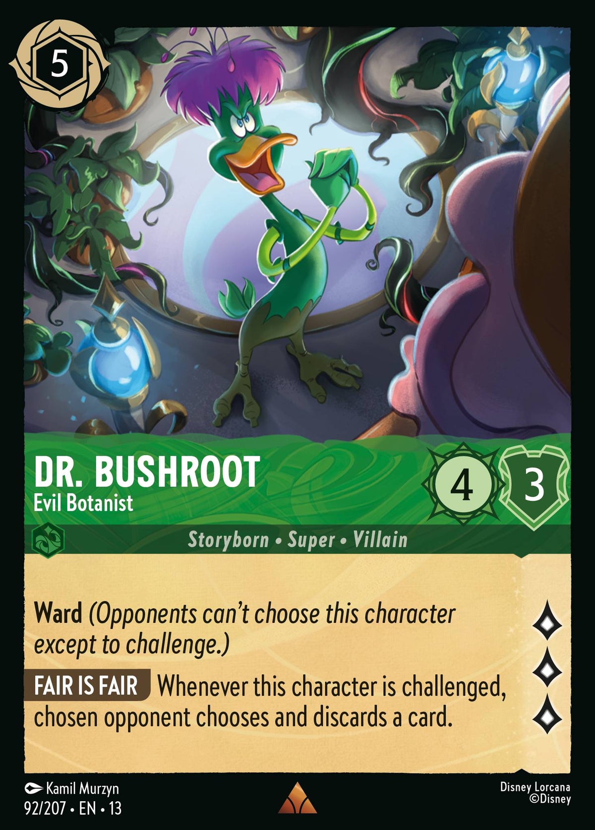 092/207 Dr. Bushroot - Evil Botanist | Disney Lorcana Attack of the Vine!