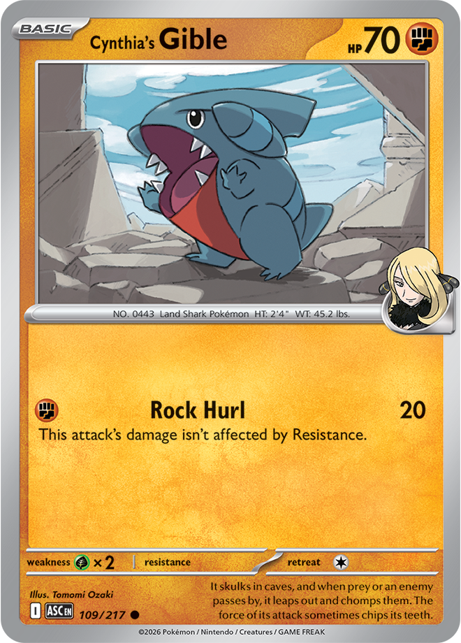109/217 Cynthia's Gible Ascended Heroes Pokemon card