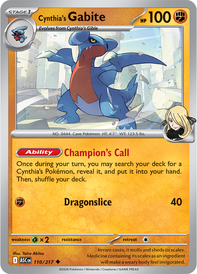 110/217 Cynthia's Gabite Ascended Heroes Pokemon card