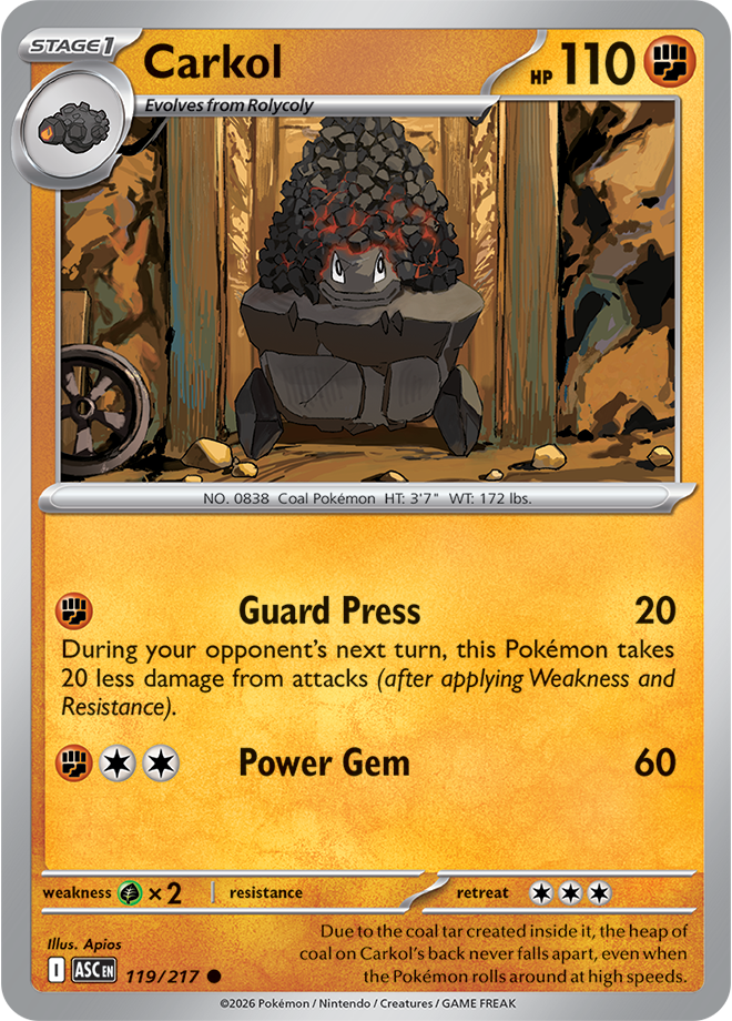 119/217 Carkol Ascended Heroes Pokemon card