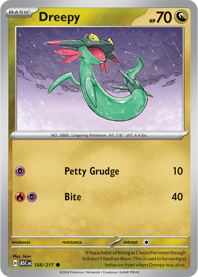 158/217 Dreepy Ascended Heroes Pokemon card