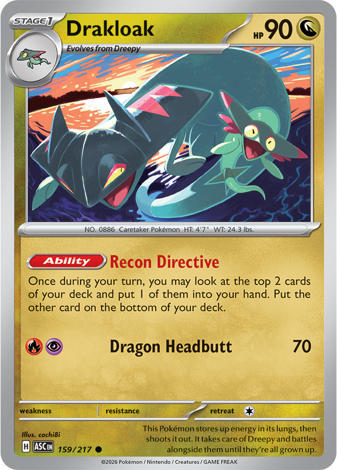 159/217 Drakloak Ascended Heroes Pokemon card