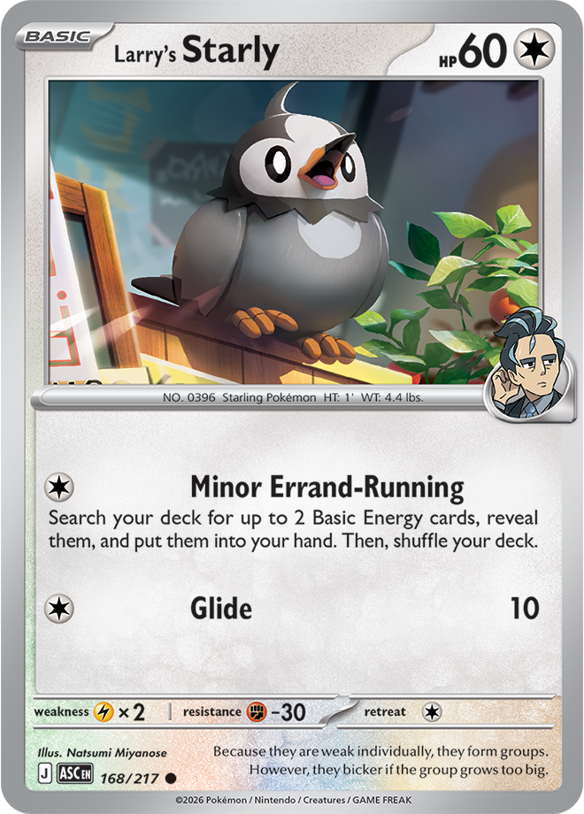 168/217 Larry's Starly Ascended Heroes Pokemon card