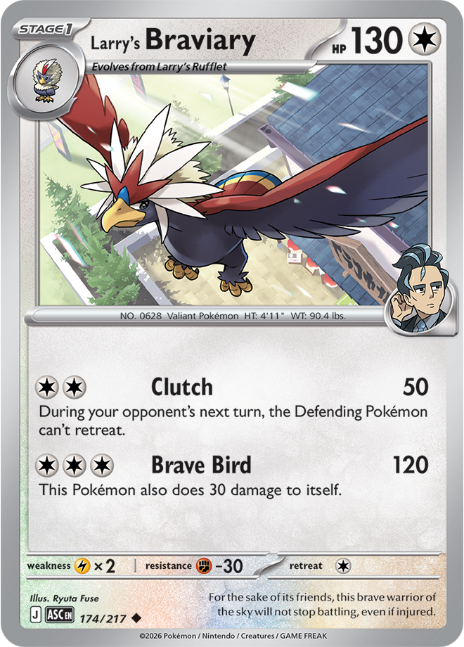 174/217 Larry's Braviary Ascended Heroes Pokemon card