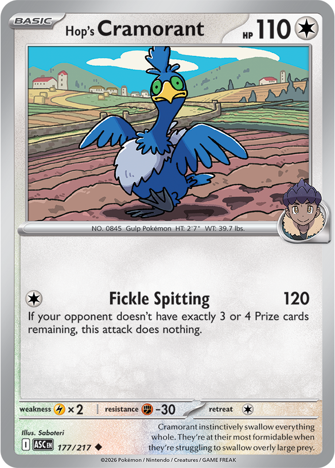 177/217 Hop's Cramorant Ascended Heroes Pokemon card