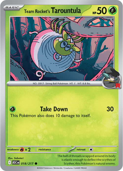 018/217 Team Rocket's Tarountula Ascended Heroes Pokemon card