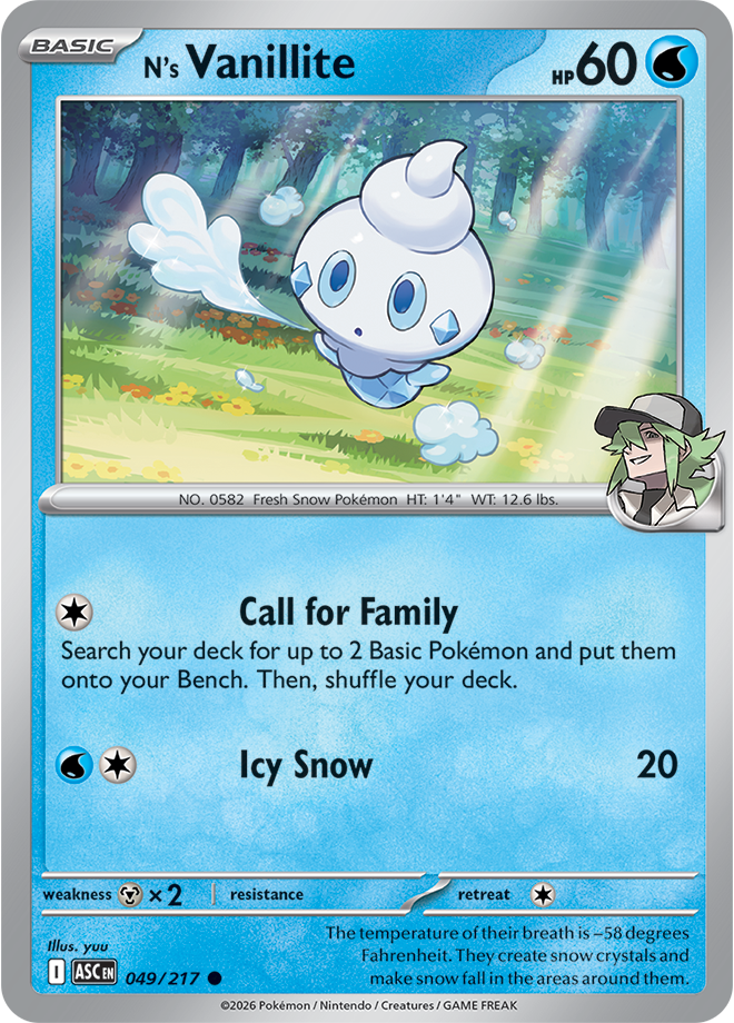 049/217 N's Vanillite Ascended Heroes Pokemon card
