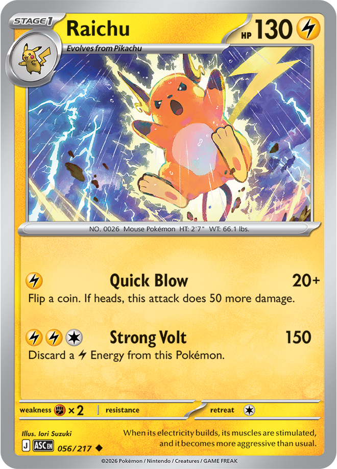 056/217 Raichu Ascended Heroes Pokemon card