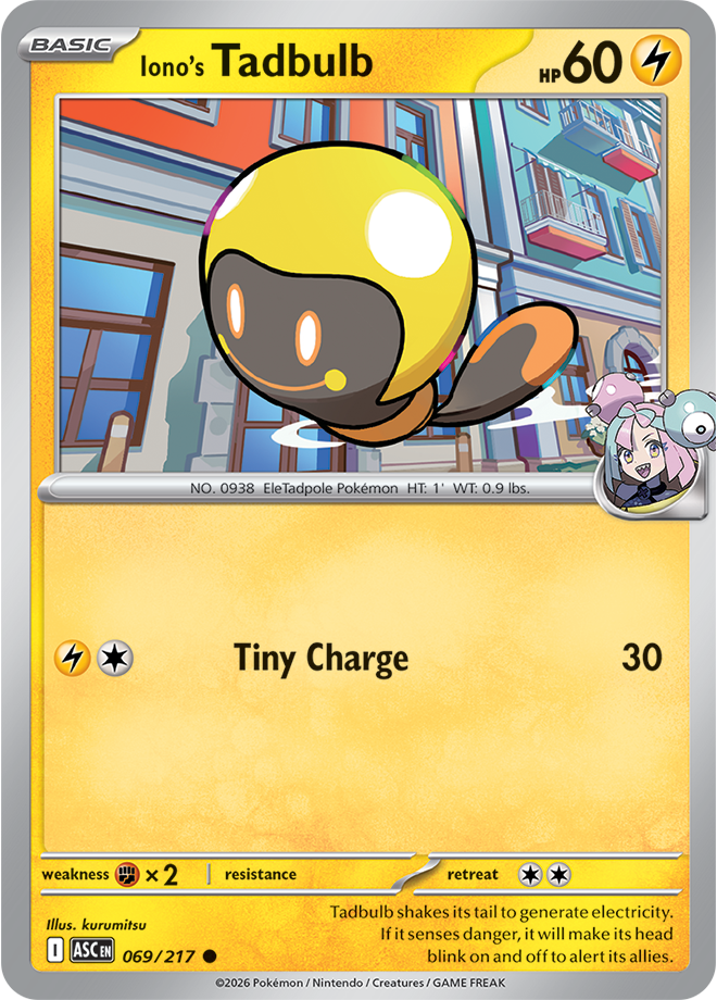 069/217 Iono's Tadbulb Ascended Heroes Pokemon card