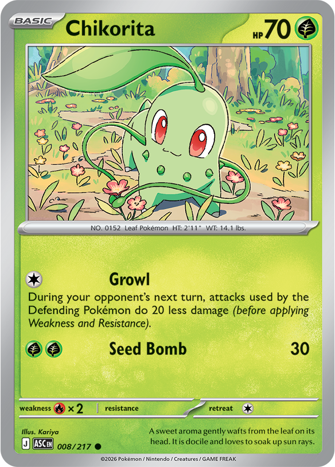 008/217 Chikorita Ascended Heroes Pokemon card