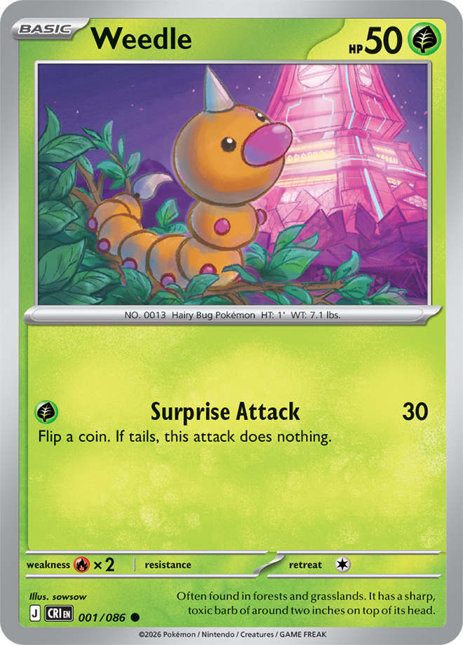 001/086 Weedle Chaos Rising Pokemon card