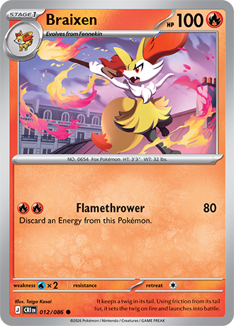 012/086 Braixen - Reverse Holo | Pokemon Chaos Rising