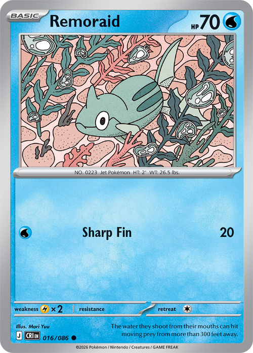 016/086 Remoraid Chaos Rising Pokemon card