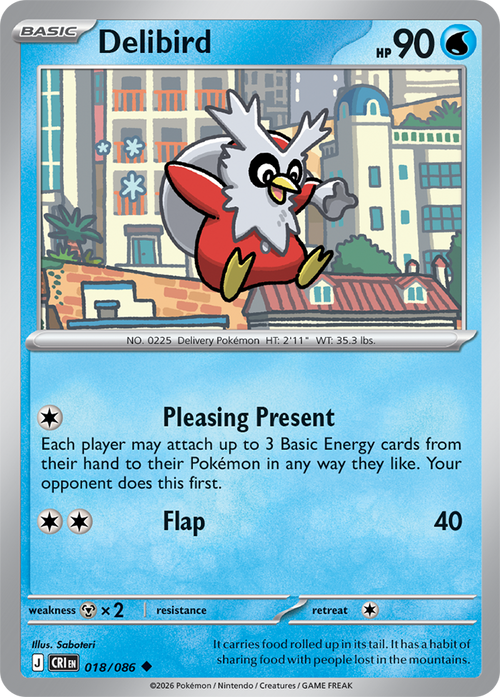 018/086 Delibird Chaos Rising Pokemon card