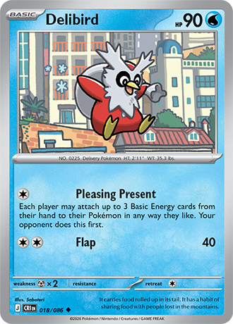 018/086 Delibird - Reverse Holo | Pokemon Chaos Rising