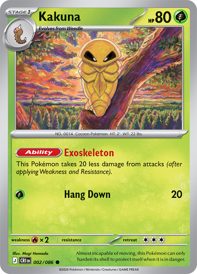 002/086 Kakuna Chaos Rising Pokemon card