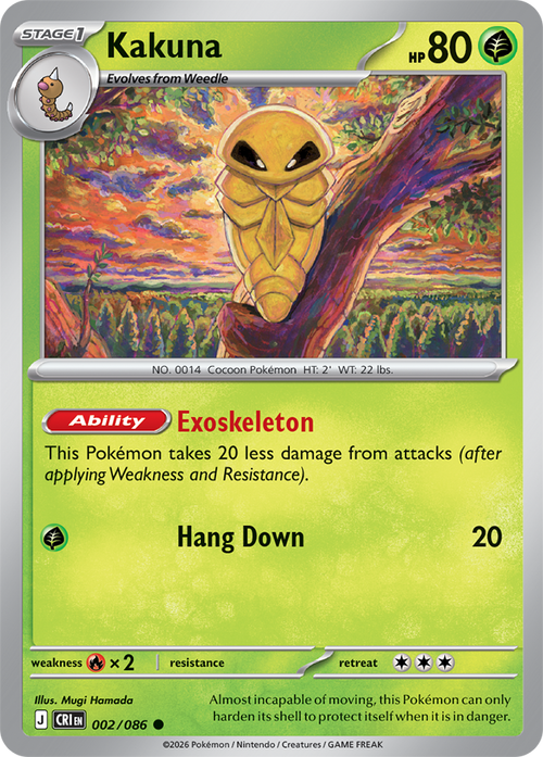 002/086 Kakuna Chaos Rising Pokemon card