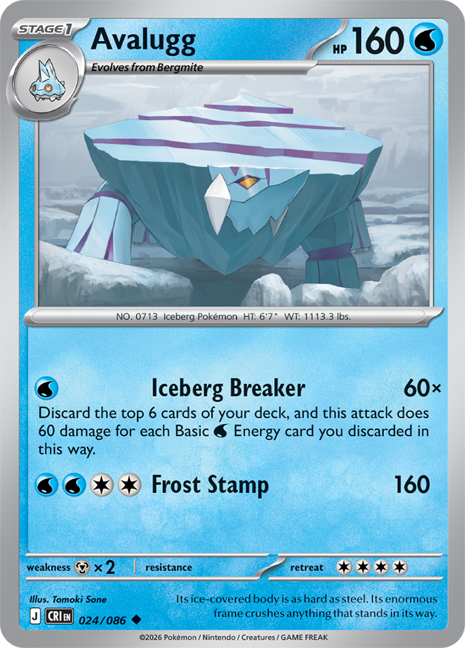 024/086 Avalugg Chaos Rising Pokemon card