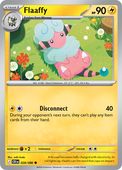 028/086 Flaaffy Chaos Rising Pokemon card