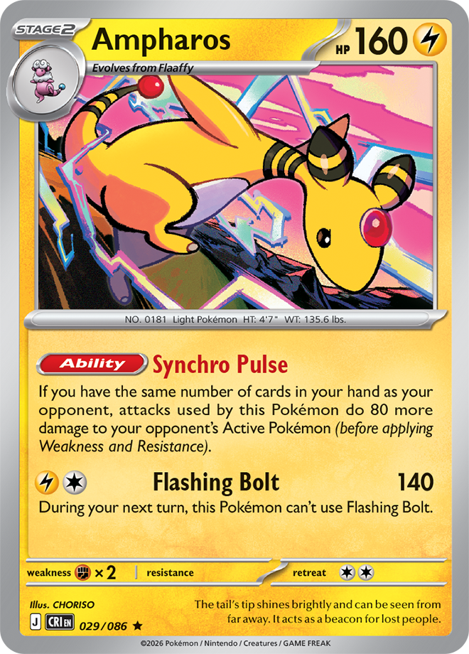 029/086 Ampharos Chaos Rising Pokemon card