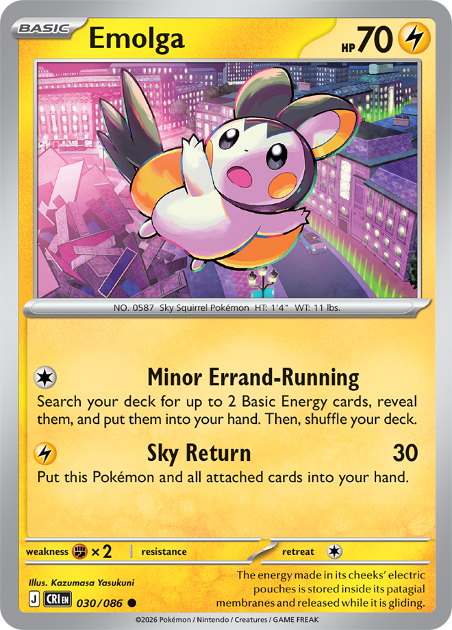 030/086 Emolga Chaos Rising Pokemon card
