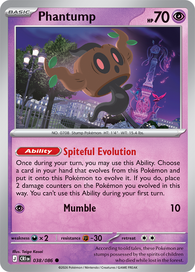 038/086 Phantump Chaos Rising Pokemon card